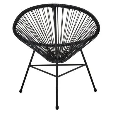 Miami Black Rattan 3 Piece Patio Set with Glass Top Table