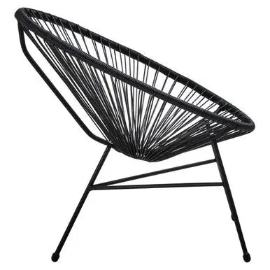 Miami Black Rattan 3 Piece Patio Set with Glass Top Table