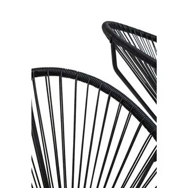 Miami Black Rattan 3 Piece Patio Set with Glass Top Table