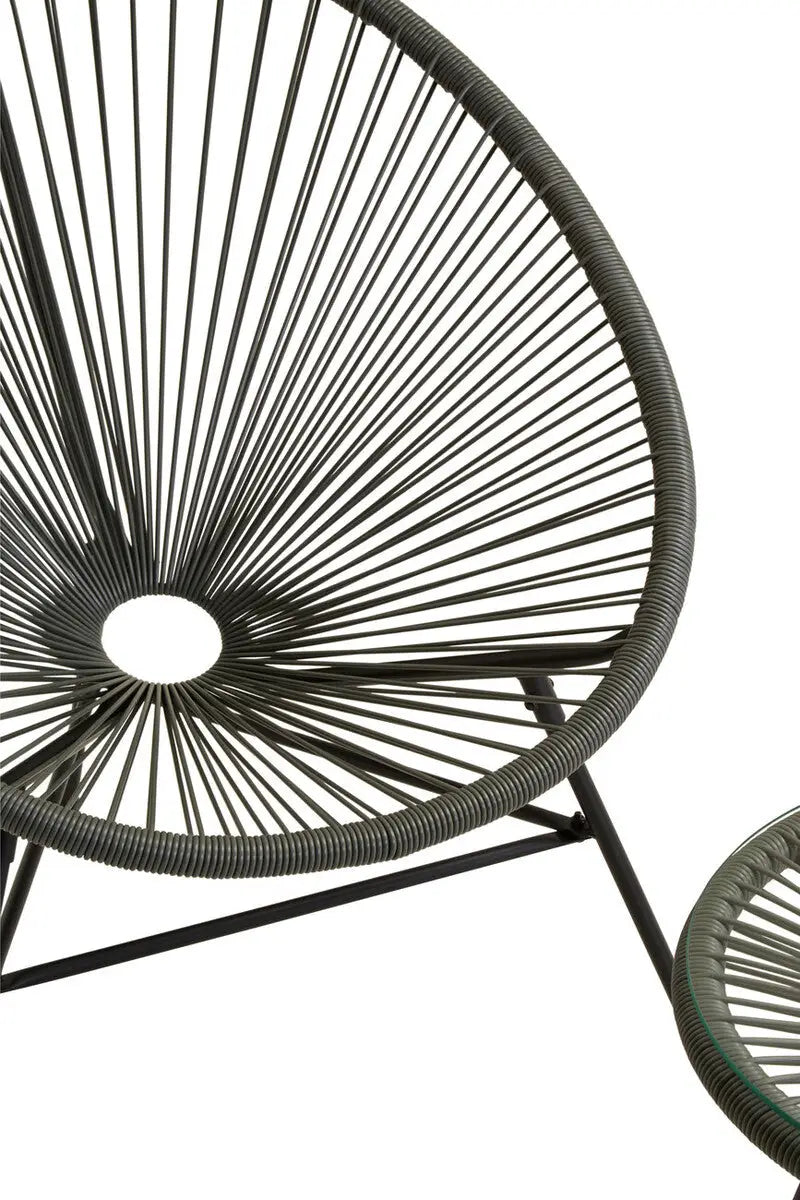 Miami Grey Rattan 3 Piece Patio Set with Glass Top Table