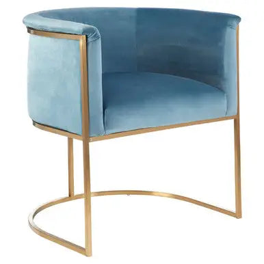 Mias Blue Velvet Chair with Gold Finish Base