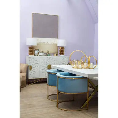 Mias Blue Velvet Chair with Gold Finish Base