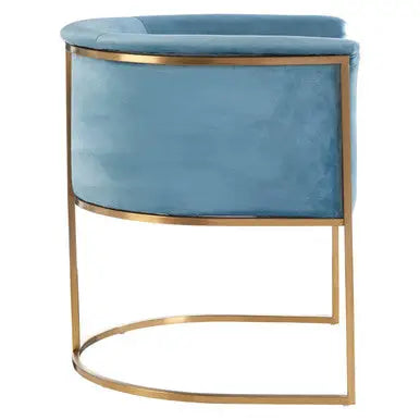 Mias Blue Velvet Chair with Gold Finish Base