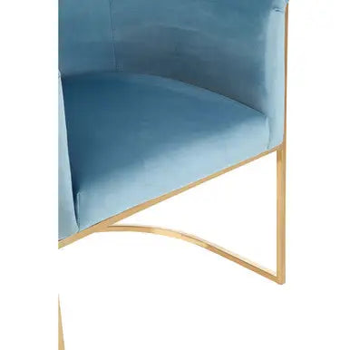 Mias Blue Velvet Chair with Gold Finish Base
