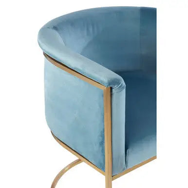 Mias Blue Velvet Chair with Gold Finish Base