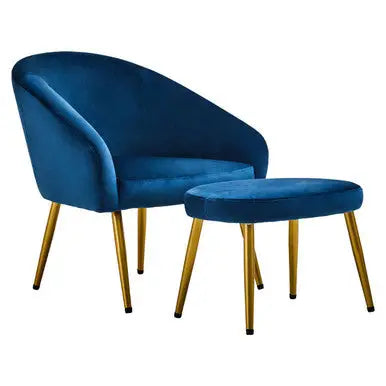 Midnight Blue Chair and Footstool | Yasmeen