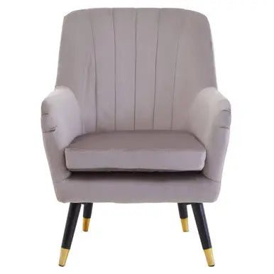 Mink Velvet Accent Chair with Black Legs | Loretta