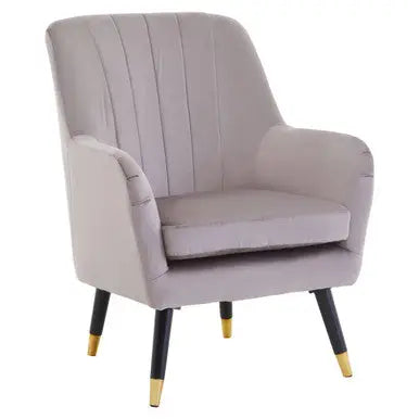 Mink Velvet Accent Chair with Black Legs | Loretta