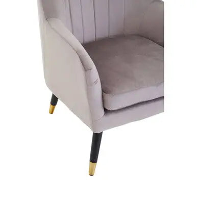Mink Velvet Accent Chair with Black Legs | Loretta