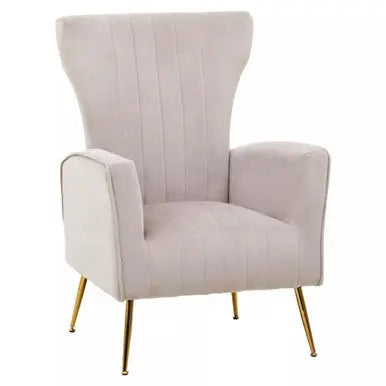Mink Velvet Accent Chair With Gold Finish Legs | Zamora