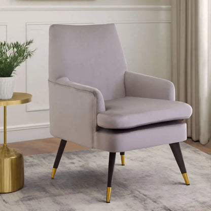 Mink Velvet Accent Chair with Wooden Legs | Loretta