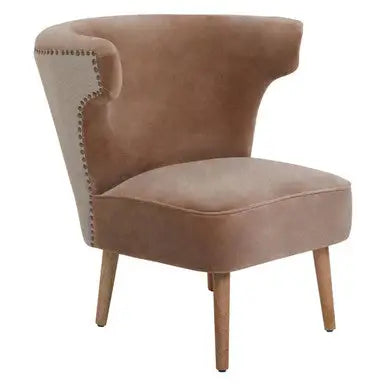 Mink Velvet and Natural Linen Chair | Cefena