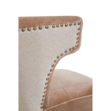 Mink Velvet and Natural Linen Chair | Cefena