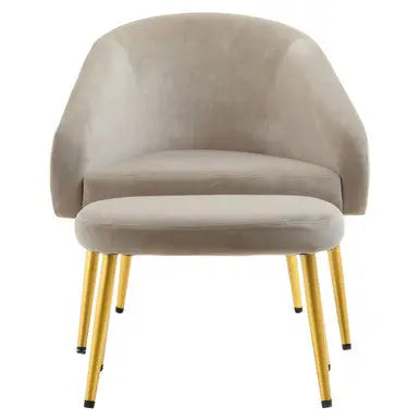 Mink Velvet Chair and Footstool | Yasmeen