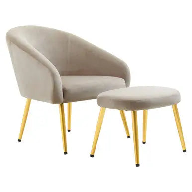 Mink Velvet Chair and Footstool | Yasmeen