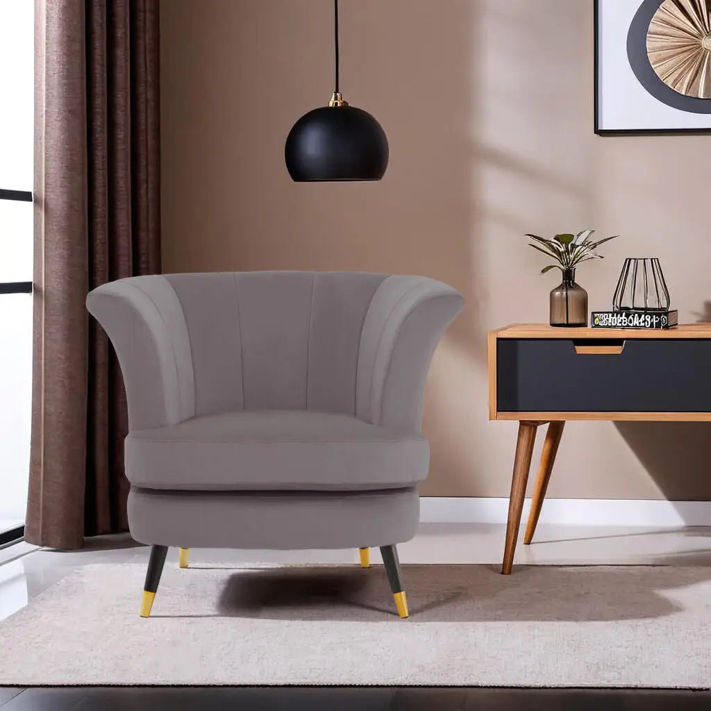 Mink Velvet Curved Accent Chair | Loretta