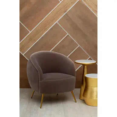 Mink Velvet Curved Accent Chair | Manhattan