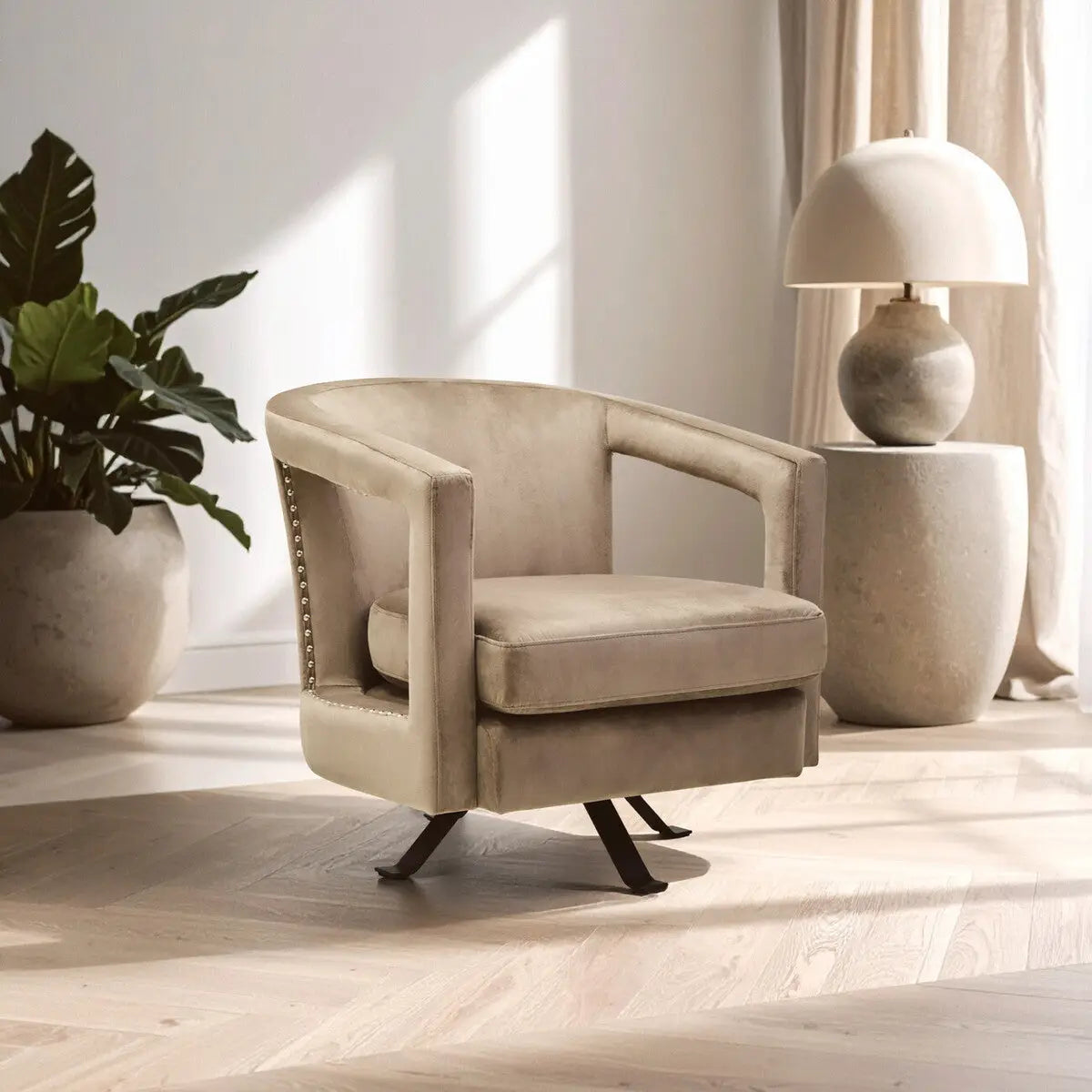 Mink Velvet Swivel Chair | Hestia