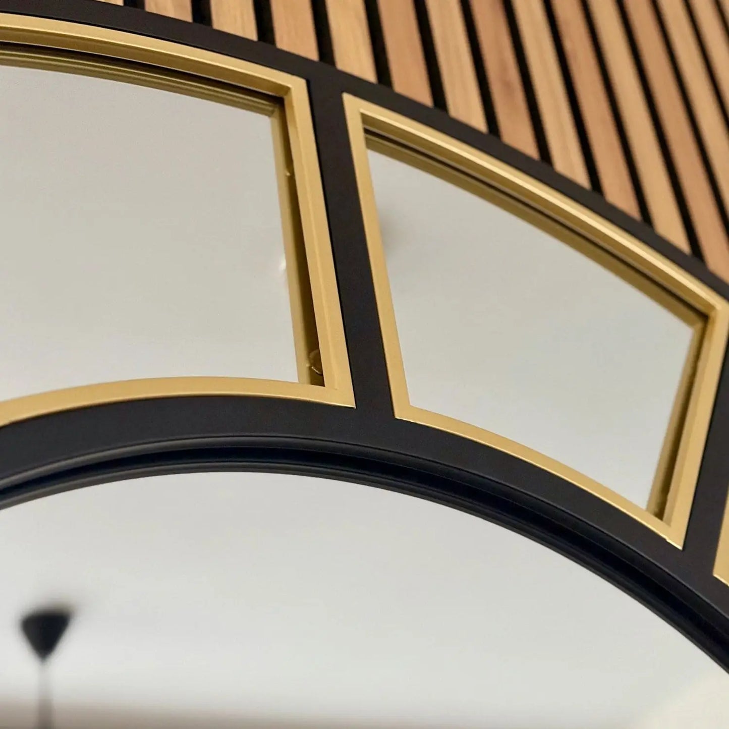 Mio - Black & Gold Metal Arched Window Mirror - 95cm x 120cm