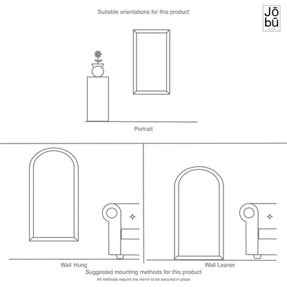 Mio- Full Length Black Metal Arched Window Mirror - 200cm x 120cm