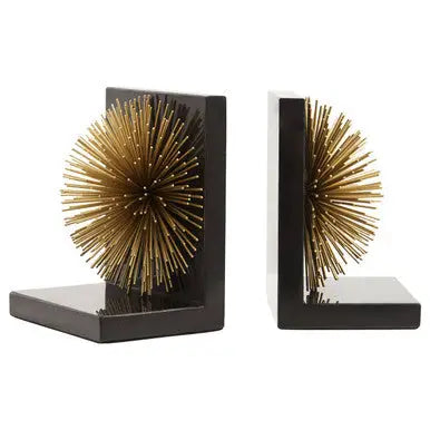 Mirano Set Of Two Gold Finish Starburst Bookends