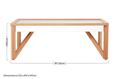 Mirror Glass Top Coffee Table with Natural Wood Frame, Kensington Townhouse