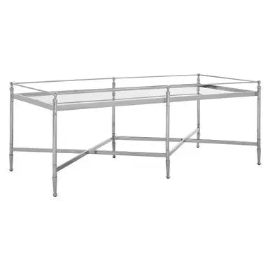 Mirrored Glass Coffee Table with Silver Cross Frame, Zach