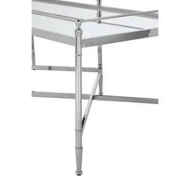 Mirrored Glass Coffee Table with Silver Cross Frame, Zach