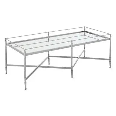 Mirrored Glass Coffee Table with Silver Cross Frame, Zach
