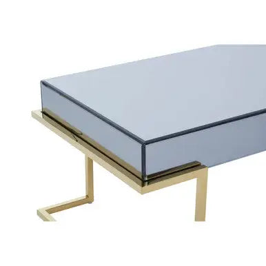 Mirrored Rectangular Coffee Table in Gold and Grey Finish, Kaso
