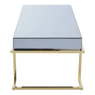 Mirrored Rectangular Coffee Table in Gold and Grey Finish, Kaso