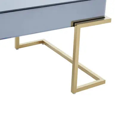 Mirrored Rectangular Coffee Table in Gold and Grey Finish, Kaso