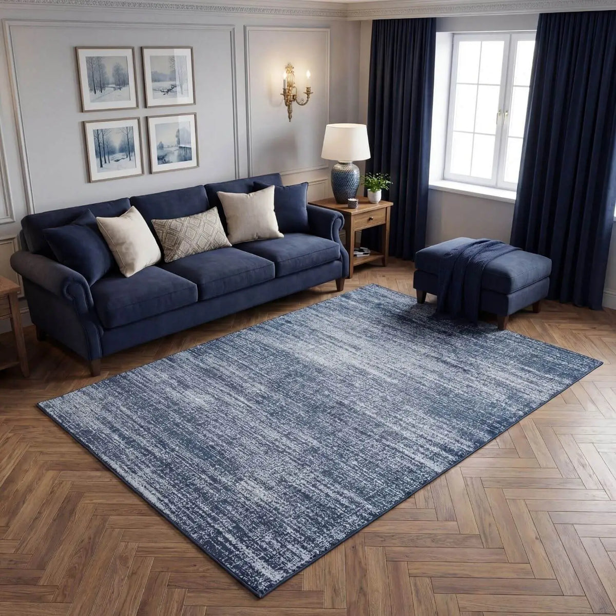Montana Abstract Blue Rug | 3800Bl
