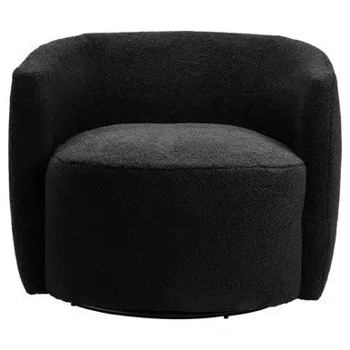 Montreal Black Boucle Effect Curved Lounge Chair With Swivel Base