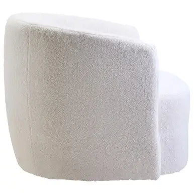 Montreal Ivory Boucle Effect Curved Lounge Chair With Swivel Base