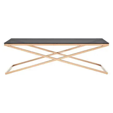 Montril Smoked Glass and Gold Finish Criss Cross Coffee Table