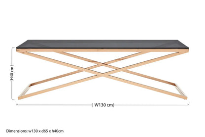 Montril Smoked Glass and Gold Finish Criss Cross Coffee Table