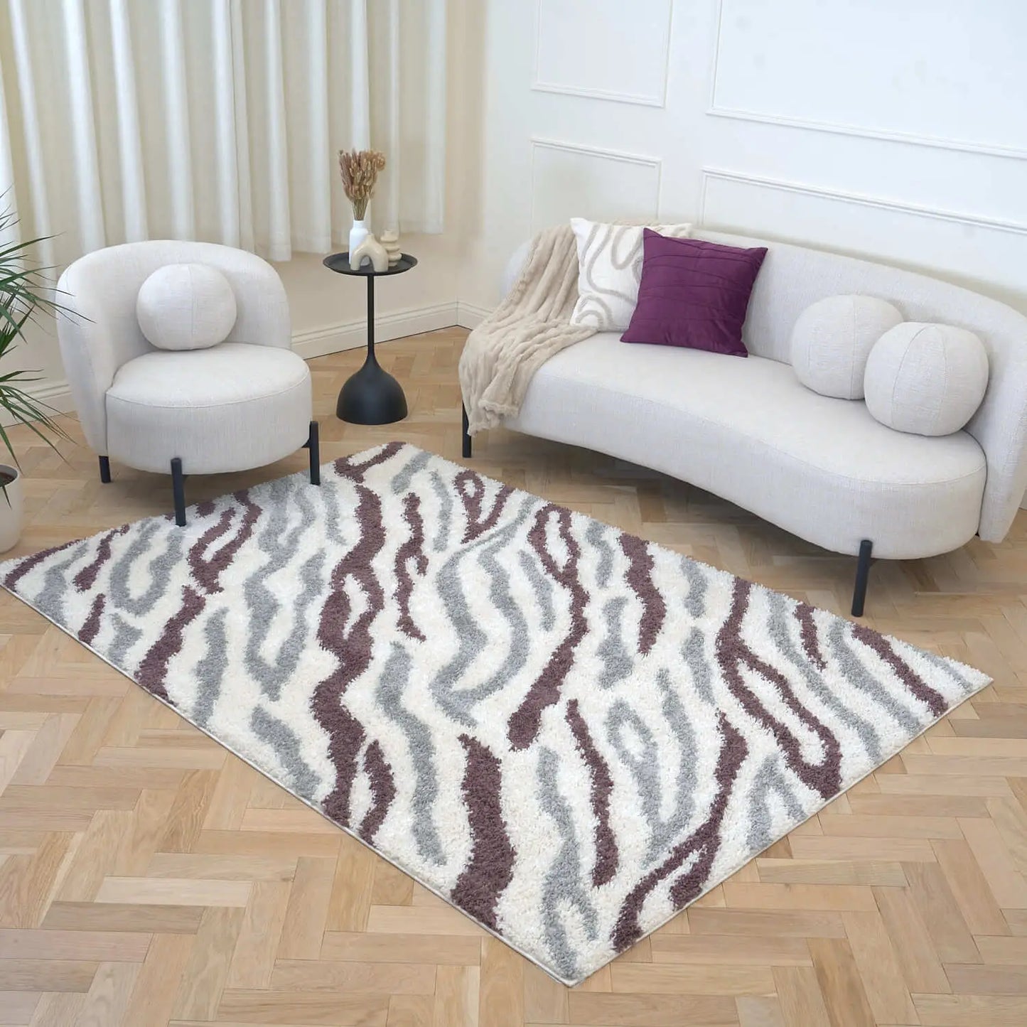 Moodi Shaggy Grey/Purple Mauvine Rug