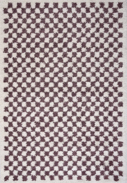Moodi Shaggy Purple Mosscheck Rug