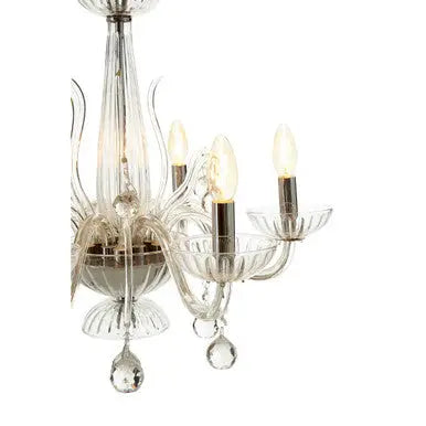 Morano 6 Bulb Clear Crystal Glass Chandelier