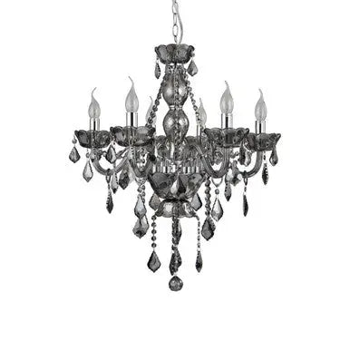 Morano 6 Bulb Smoked Crystal Glass Chandelier