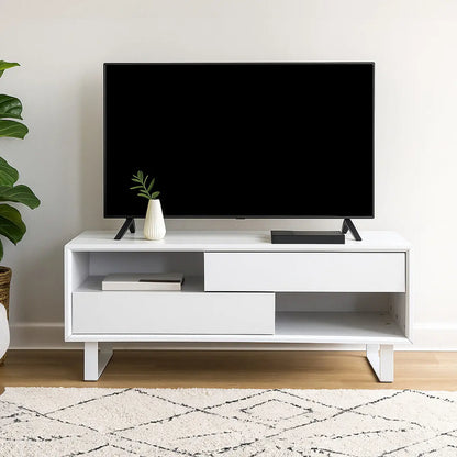 Moritz White High Gloss Finish 2 Drawer Coffee Table