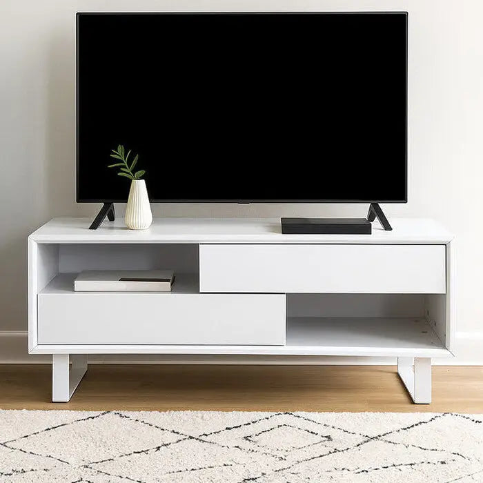 Moritz White High Gloss Finish 2 Drawer Coffee Table