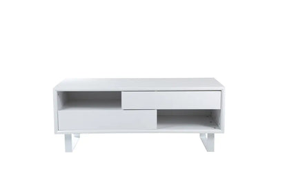 Moritz White High Gloss Finish 2 Drawer Coffee Table