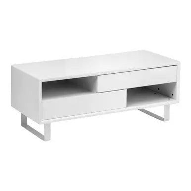 Moritz White High Gloss Finish 2 Drawer Coffee Table