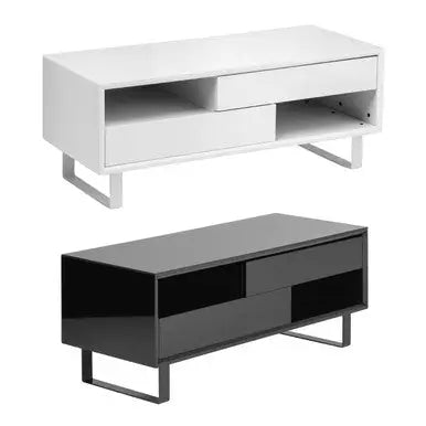 Moritz White High Gloss Finish 2 Drawer Coffee Table