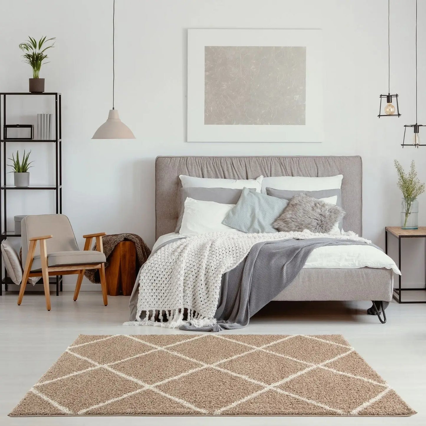 Moroccan Beige Shaggy Rug | 520
