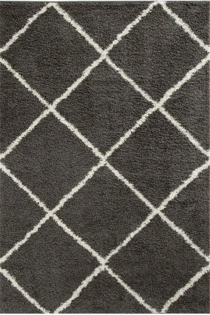 Moroccan Dark Grey Shaggy Rug | 540