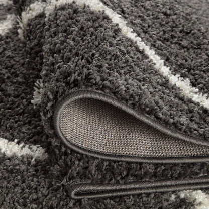 Moroccan Dark Grey Shaggy Rug | 540