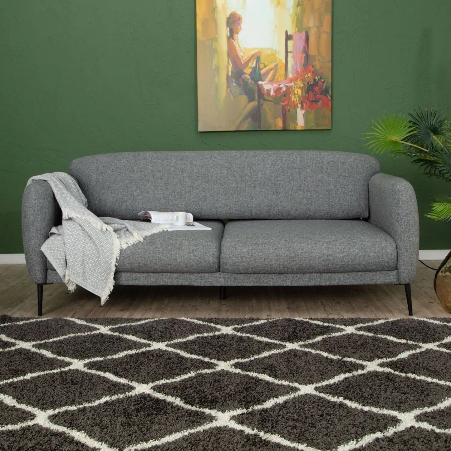 Moroccan Dark Grey Shaggy Rug | 740